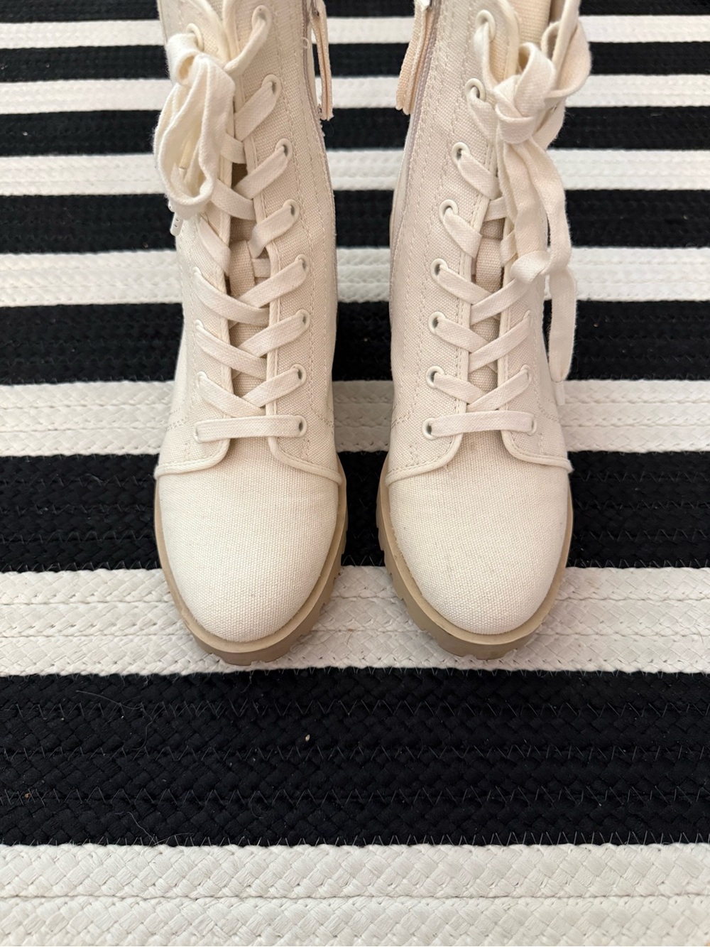 Dolce Vita Cream Lace-Up Canvas High-Top Boots